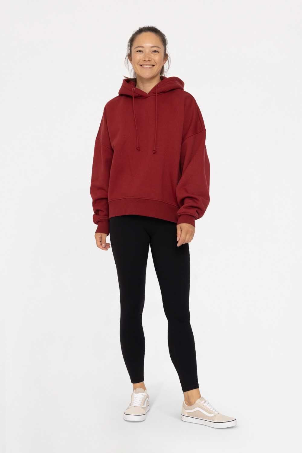 Cotton Blend Oversized Hoodie Red velvet