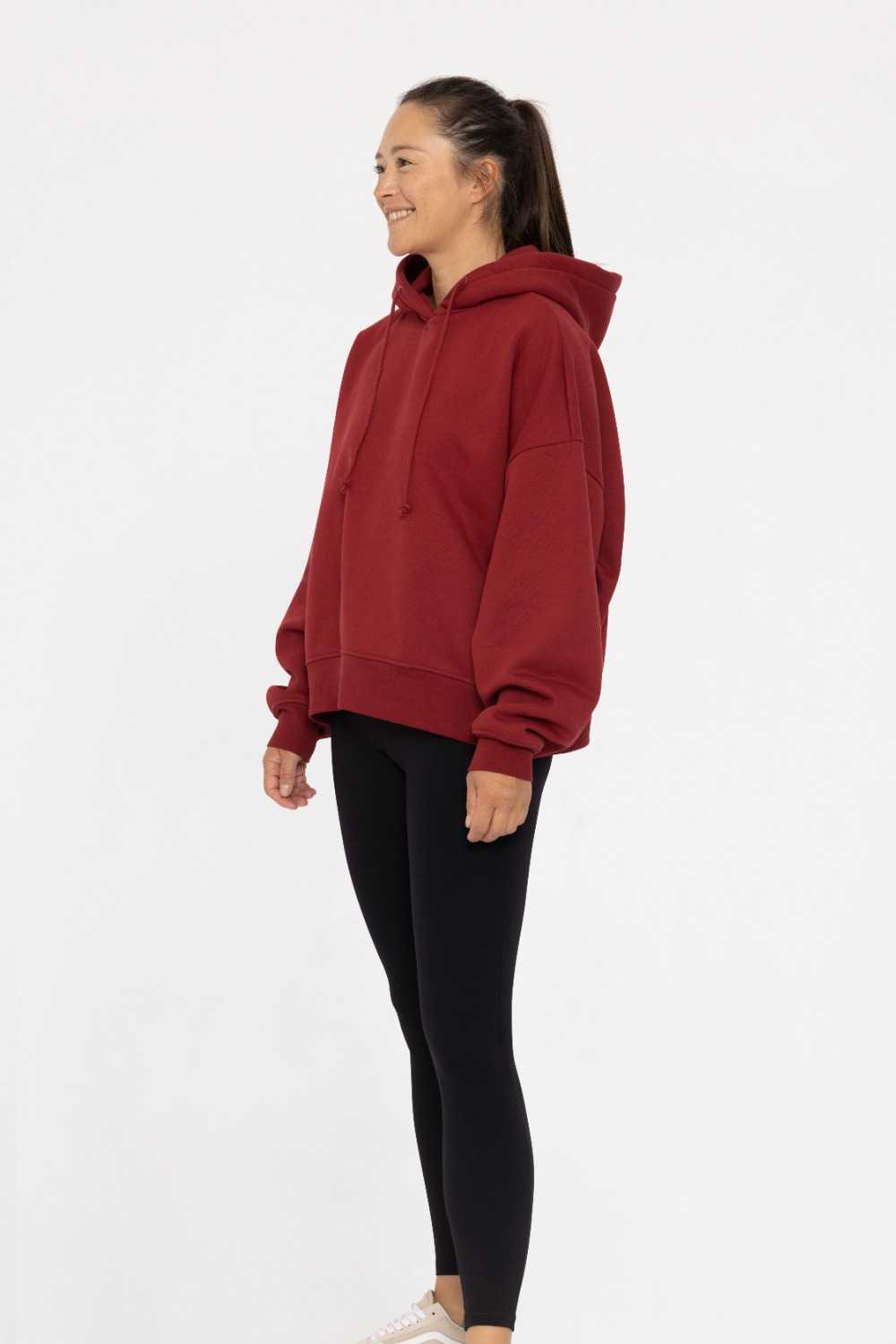 Cotton Blend Oversized Hoodie Red velvet