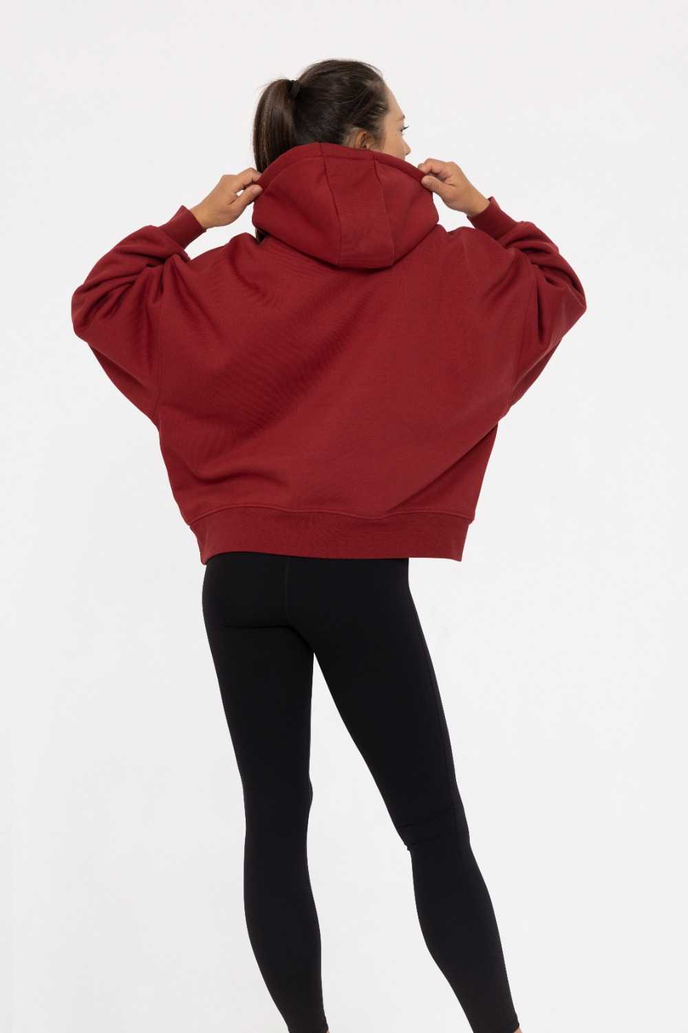 Cotton Blend Oversized Hoodie Red velvet