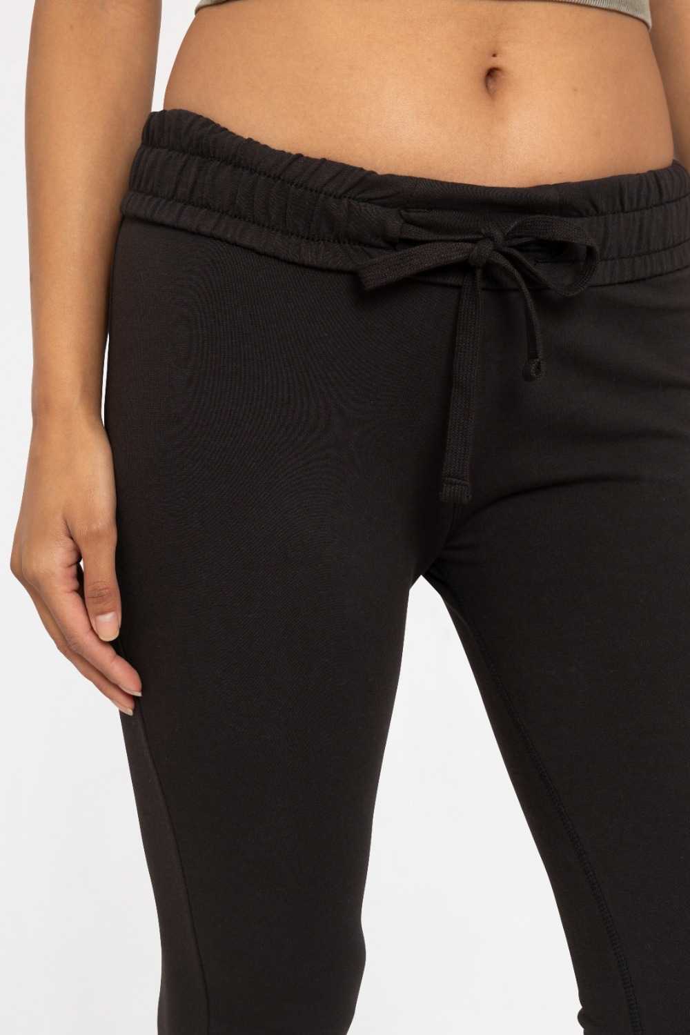 Cotton Blend Slim Fit Foldover Jogger Black