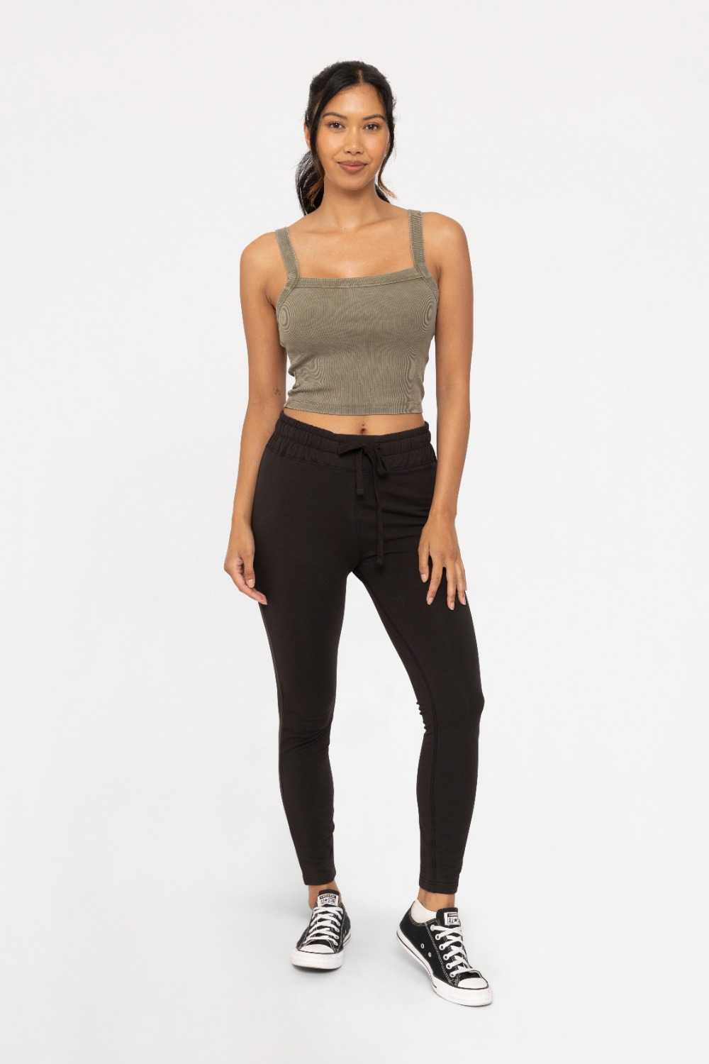 Cotton Blend Slim Fit Foldover Jogger Black