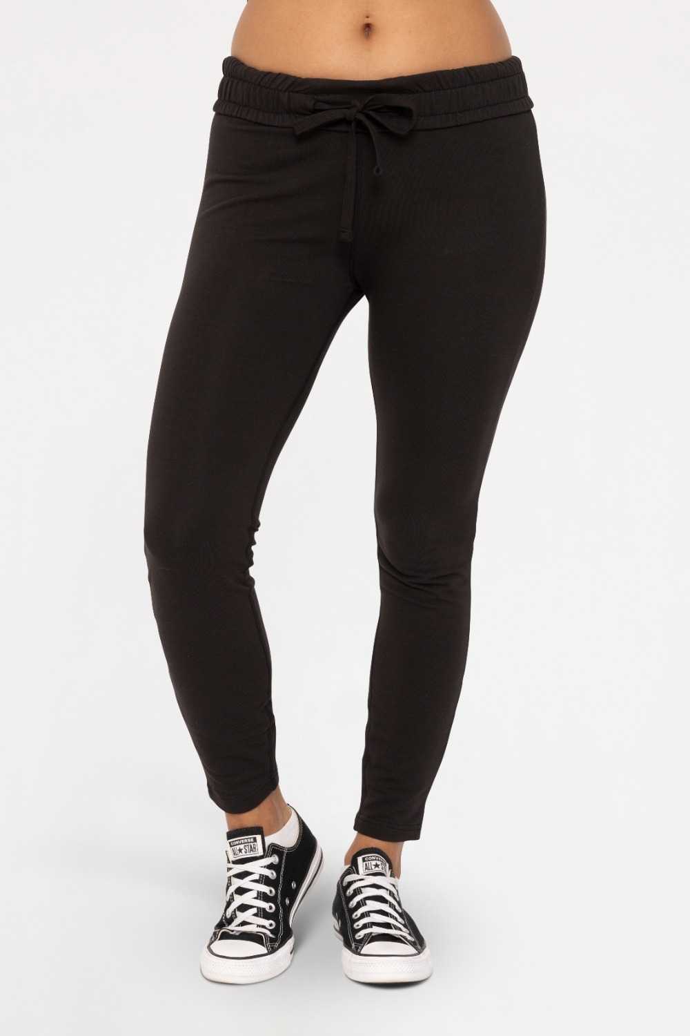 Cotton Blend Slim Fit Foldover Jogger Black