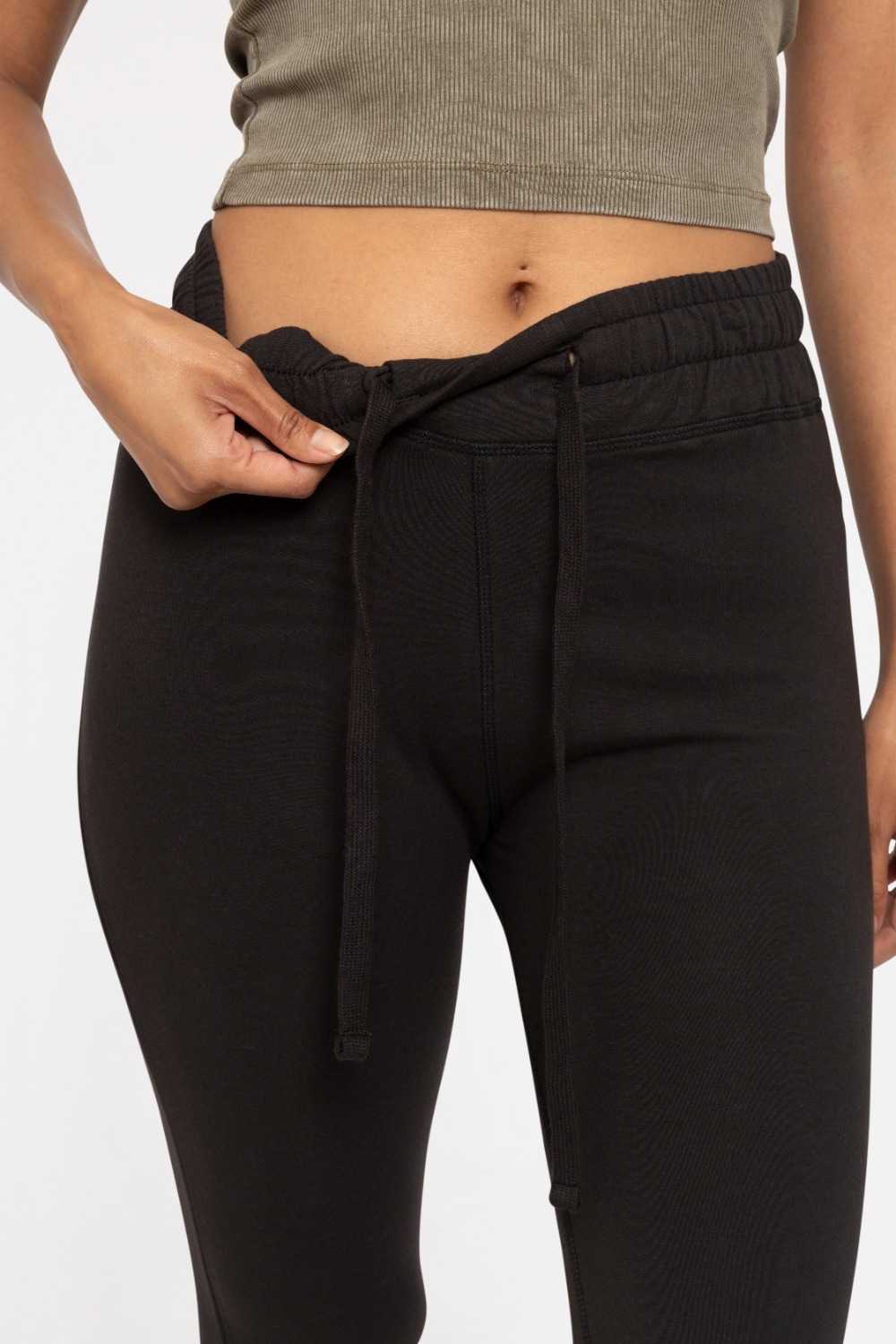 Cotton Blend Slim Fit Foldover Jogger Black