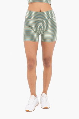 Cotton Blend Striped Biker Shorts Stripe