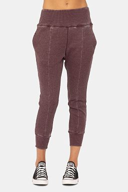 Cotton Blend Waffle Knit Jogger Plum 24