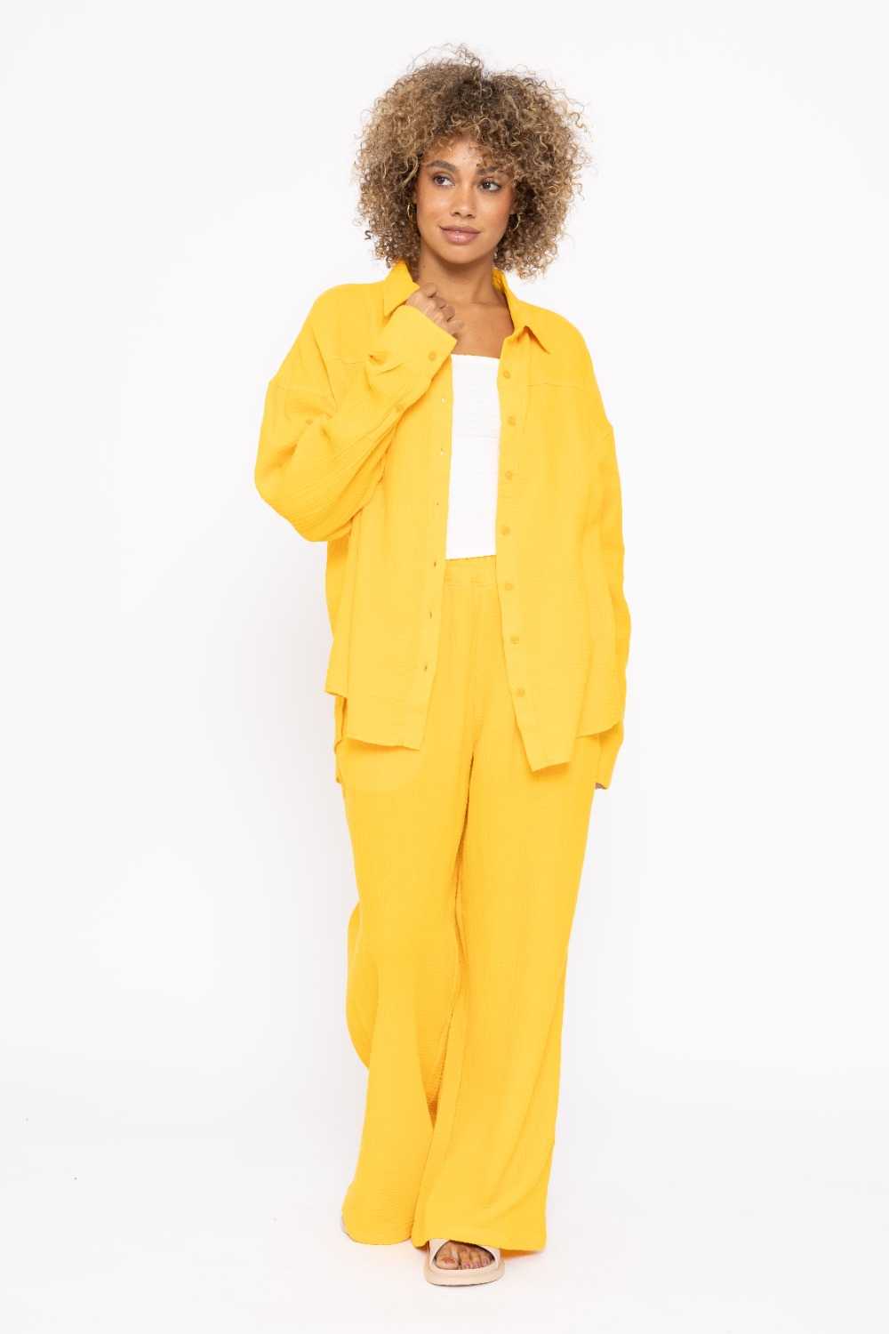 Cotton Gauze Long Sleeve Button Down Shirt Mango