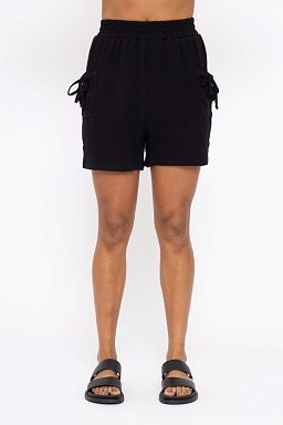 Cotton Gauze Loose Fitting Shorts Black