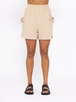 Cotton Gauze Loose Fitting Shorts Taupe