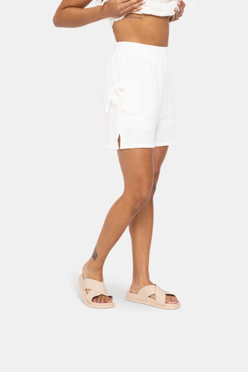 Cotton Gauze Loose Fitting Shorts White