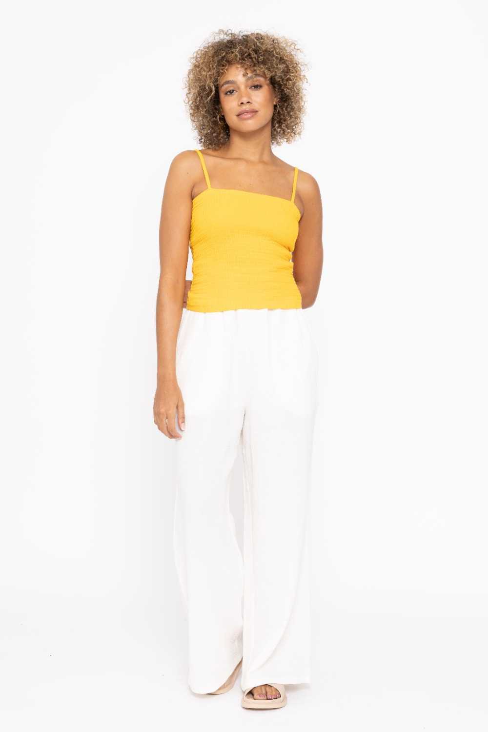 Cotton Gauze Smocked Tank Top Mango