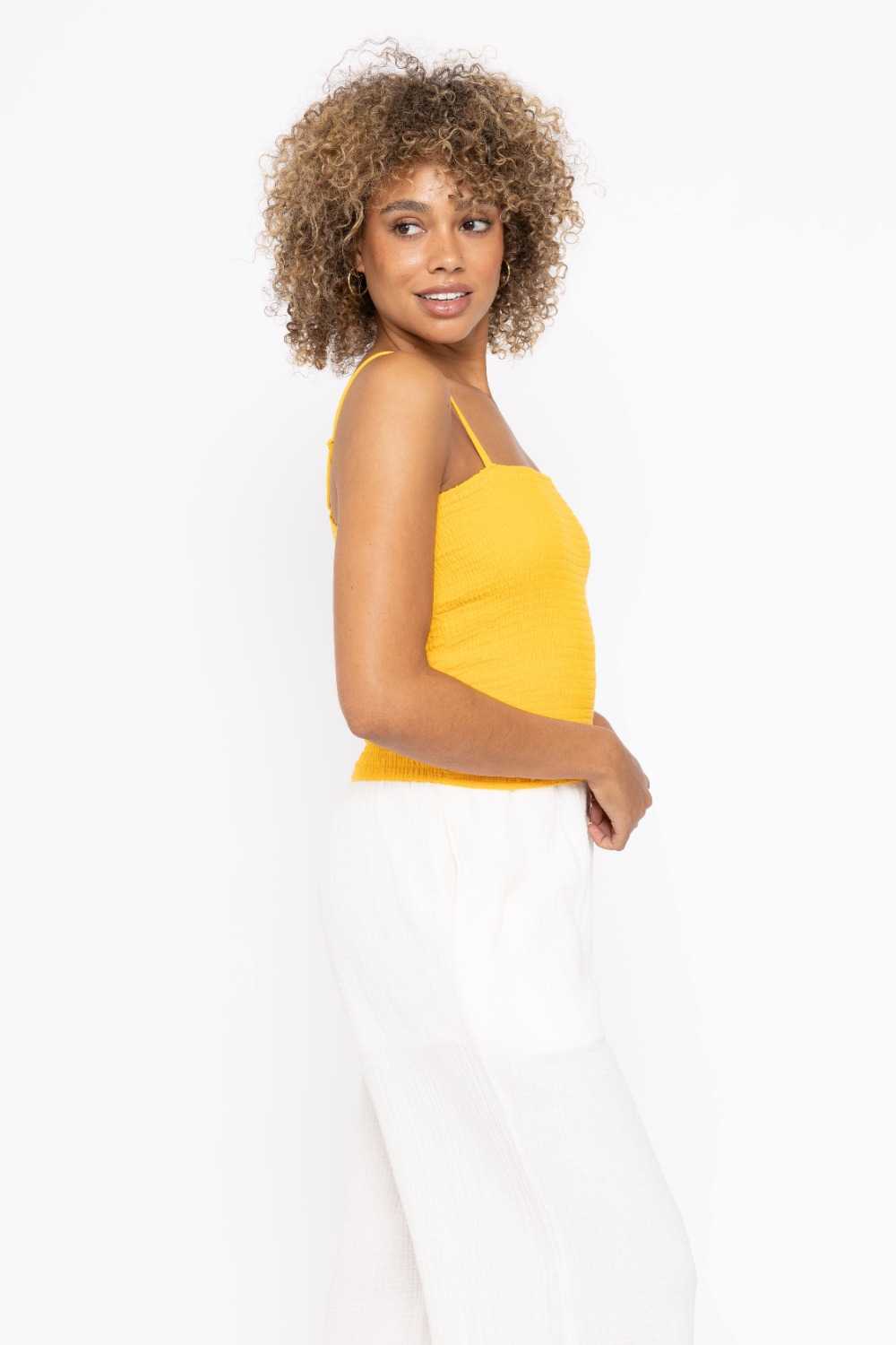 Cotton Gauze Smocked Tank Top Mango