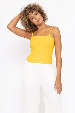 Cotton Gauze Smocked Tank Top Mango