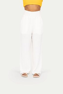 Cotton Gauze Wide Leg Pants White