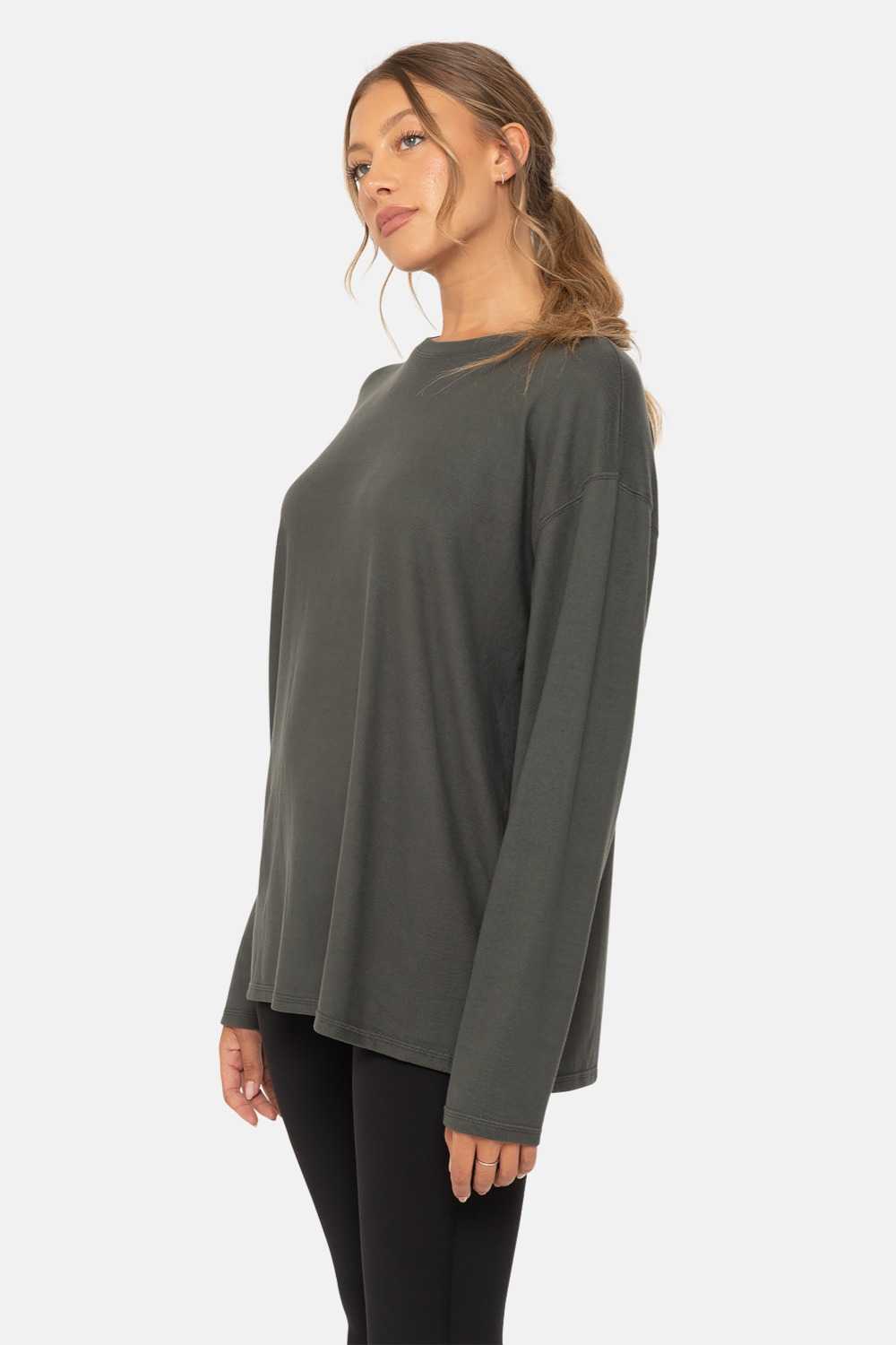 Cozy Boyfriend Hacci Long Sleeve Urban grey