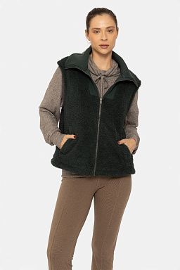 Cozy Sherpa Zip Up Vest Jungle green