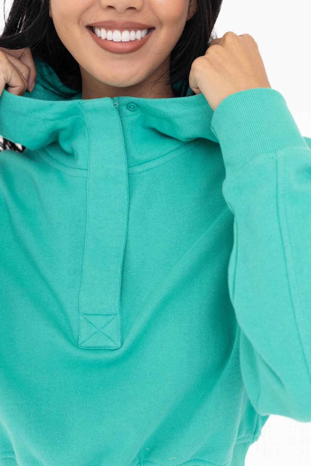 Cropped Half-Zip Fleece Hoodie