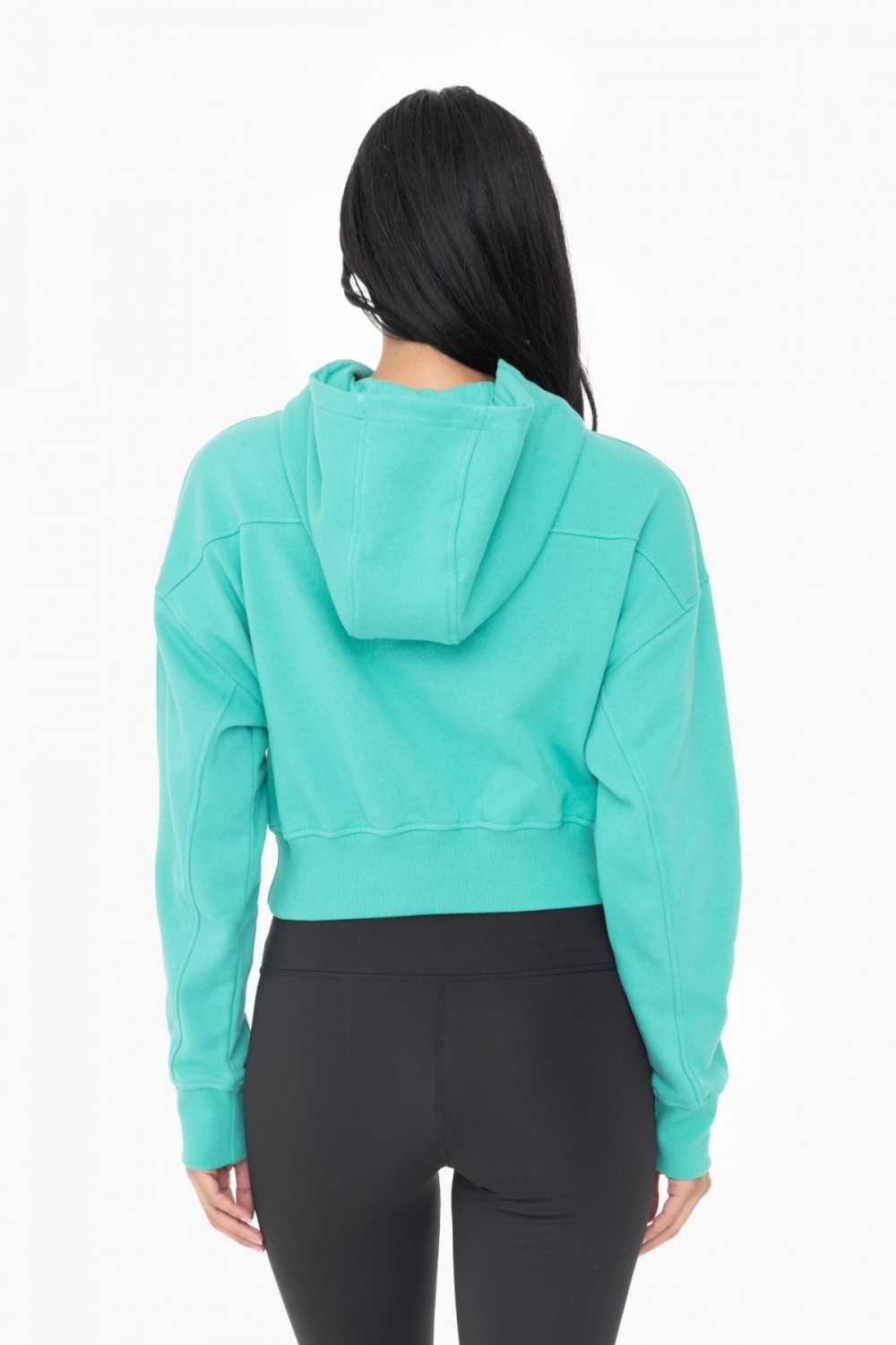 Cropped Half-Zip Fleece Hoodie
