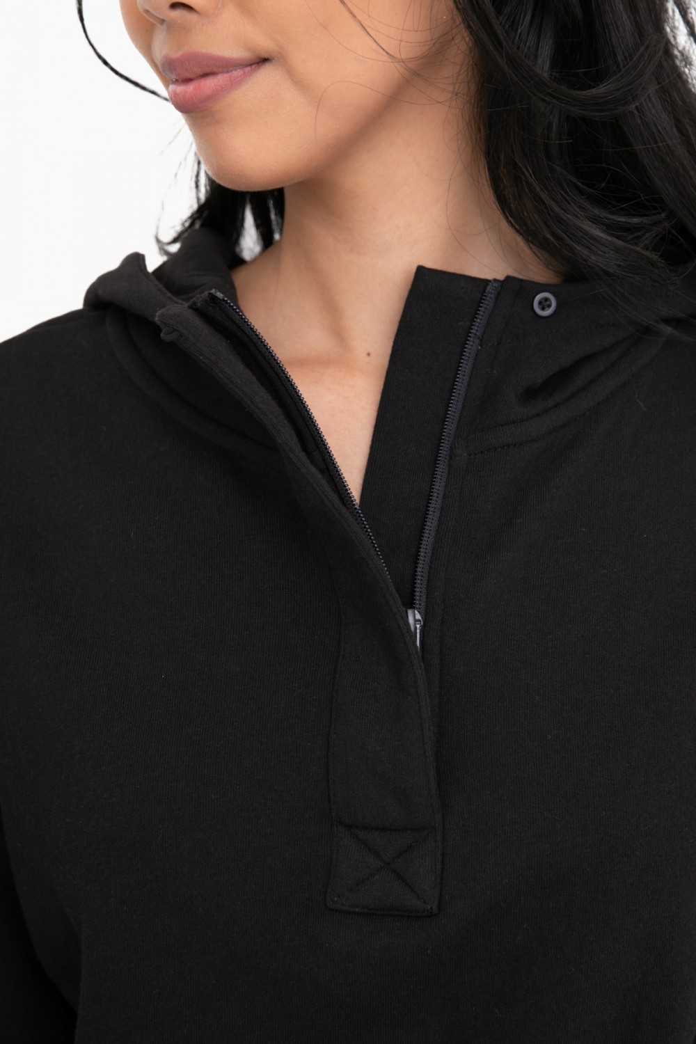 Cropped Half-Zip Fleece Hoodie