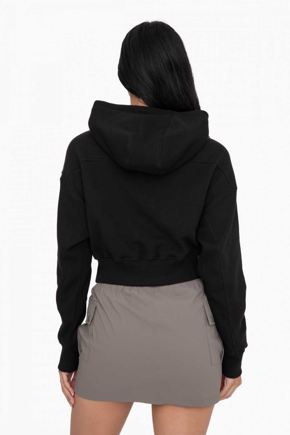 Cropped Half-Zip Fleece Hoodie