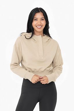 Cropped Half-Zip Fleece Hoodie