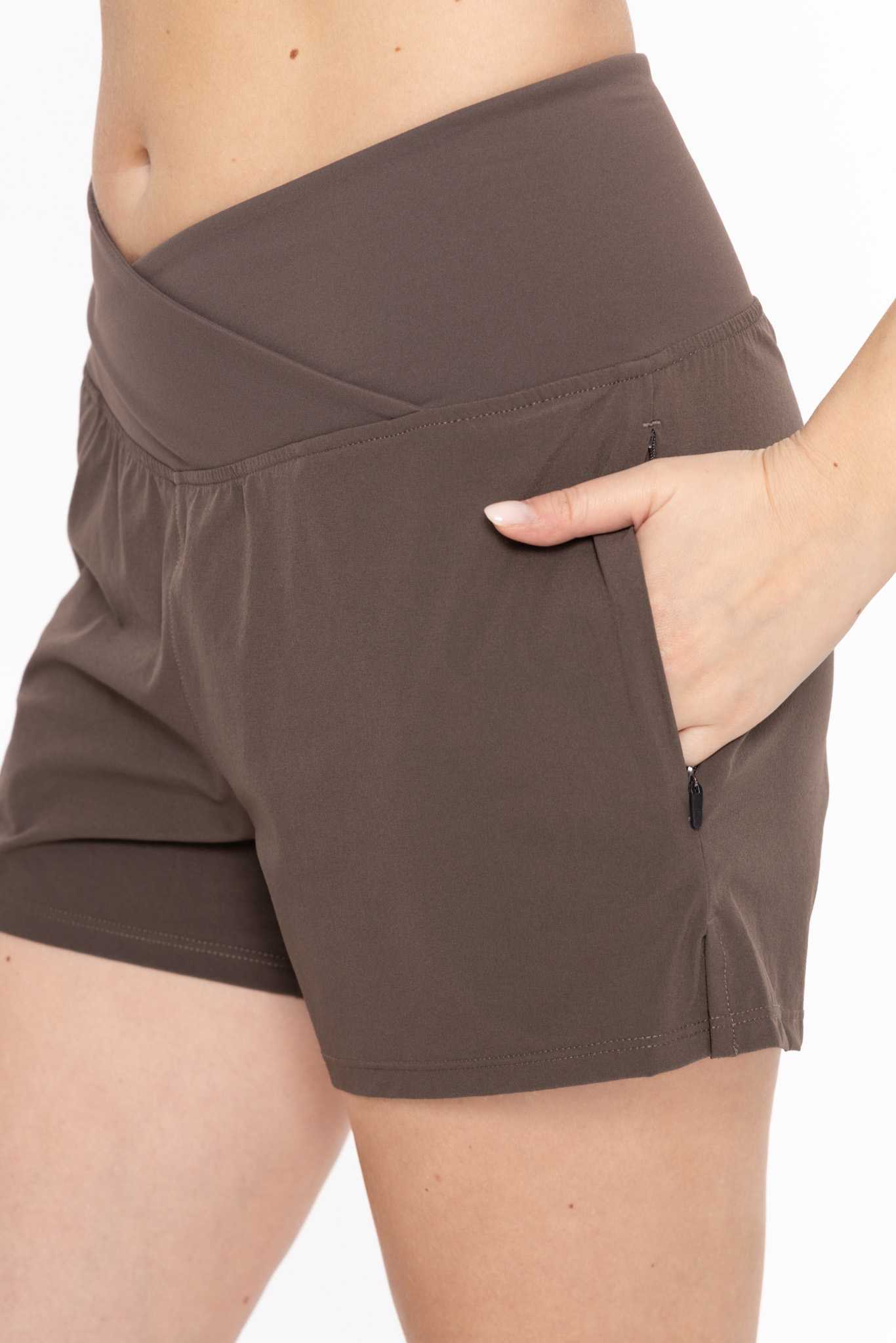 Crossover Waist Running Shorts Black olive
