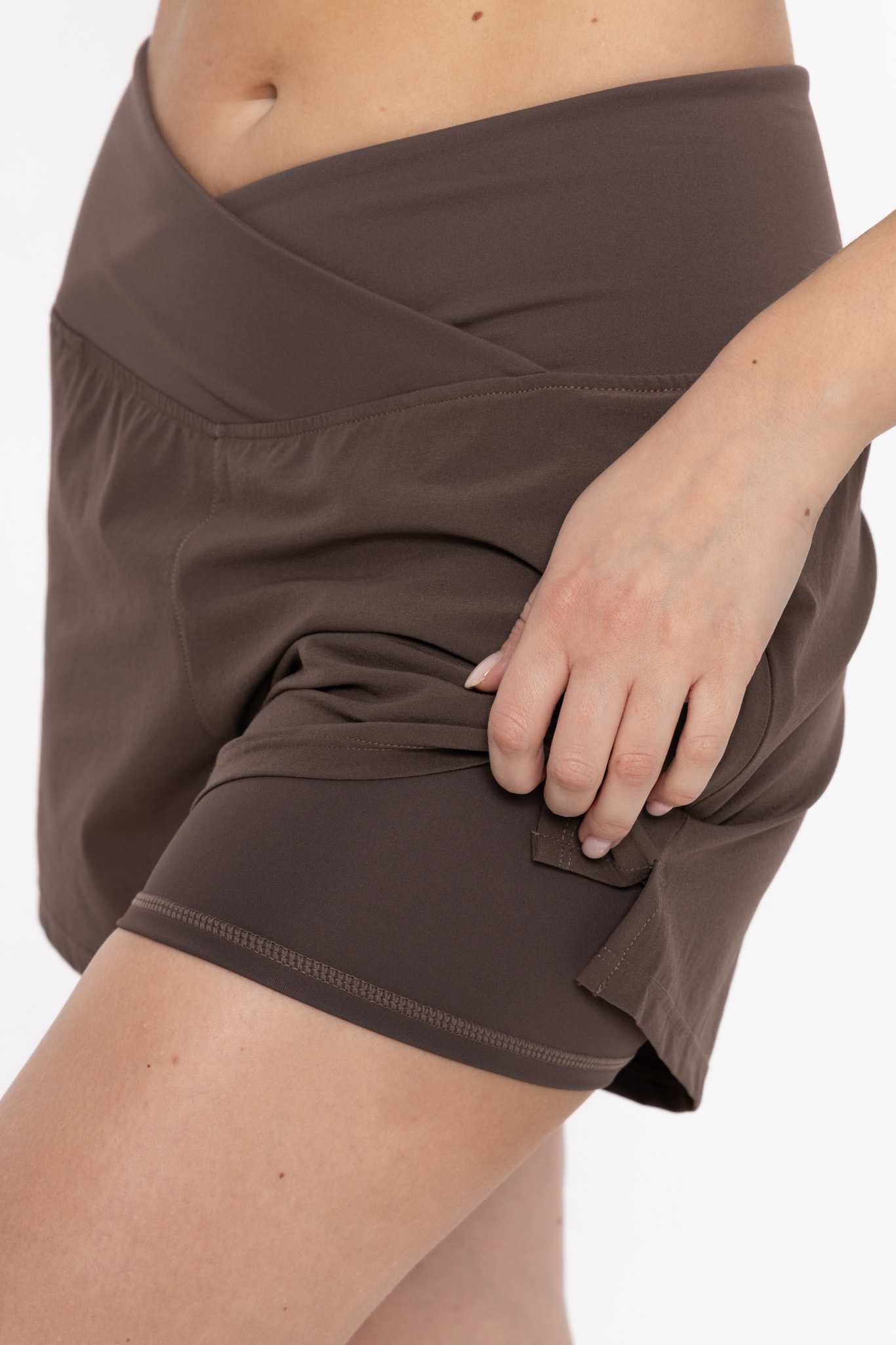 Crossover Waist Running Shorts Black olive