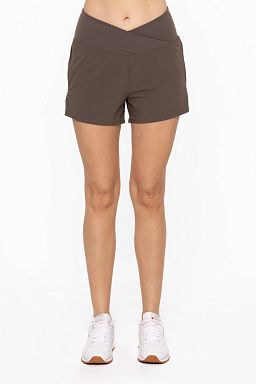 Crossover Waist Running Shorts Black olive