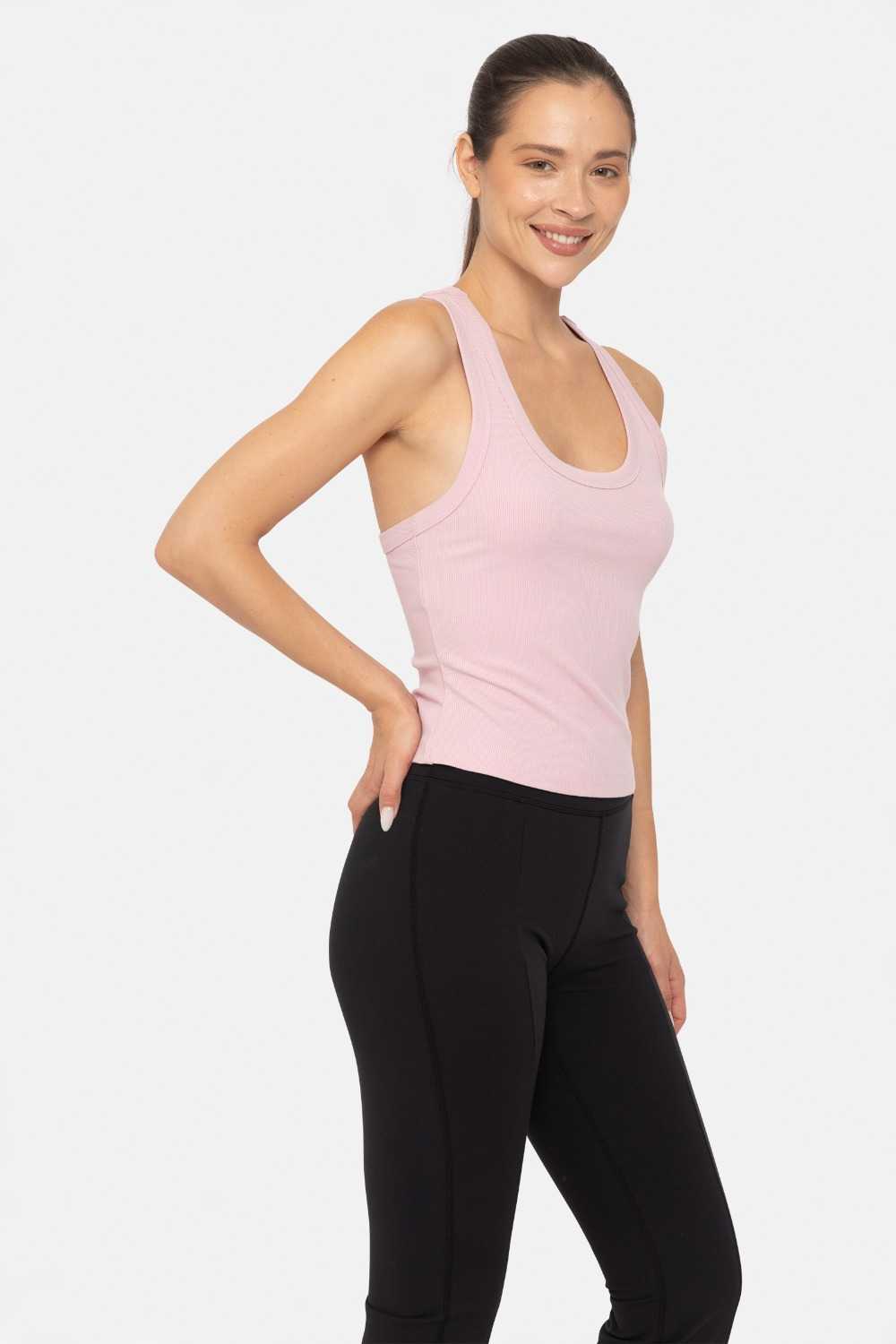 Cutout Keyhole Ribbed Racerback Tank Top Cool mauve