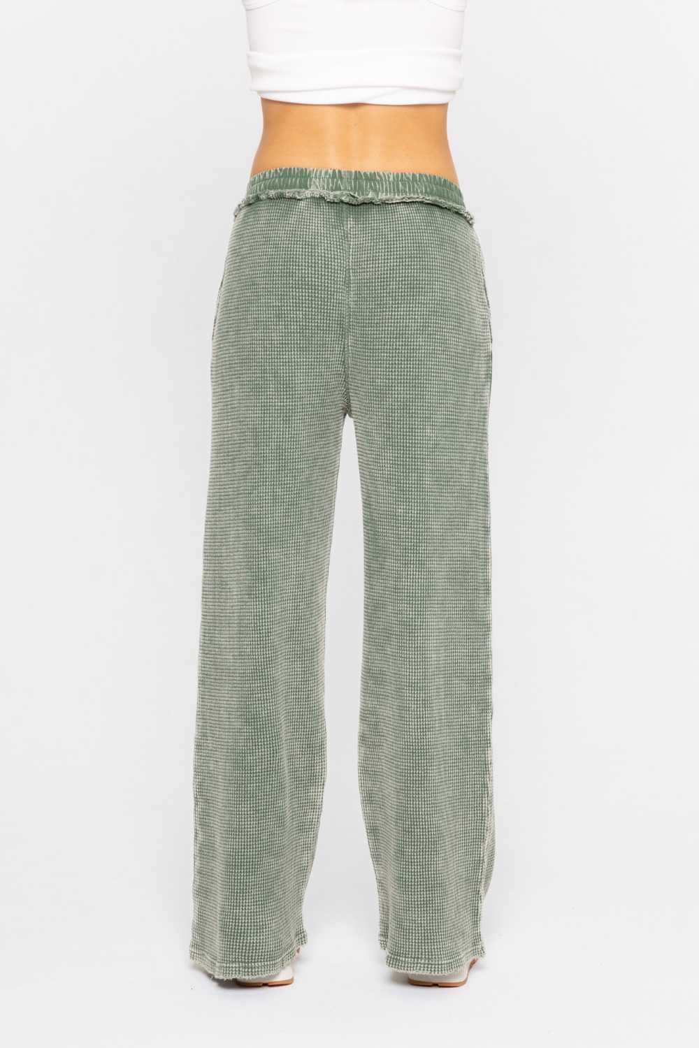 Distressed Mineral-Washed Pants Dark basil