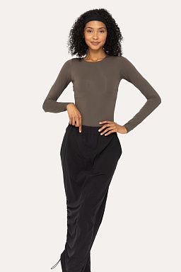 Double-Layered Long Sleeve Bodysuit Dark olive