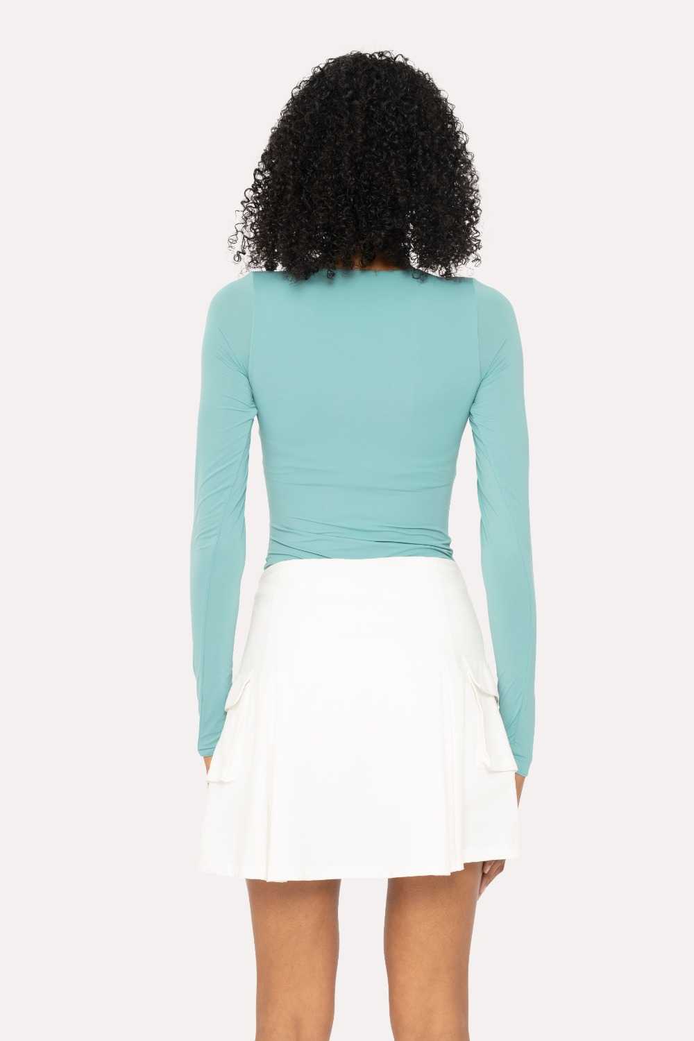 Double-Layered Long Sleeve Bodysuit Grey teal
