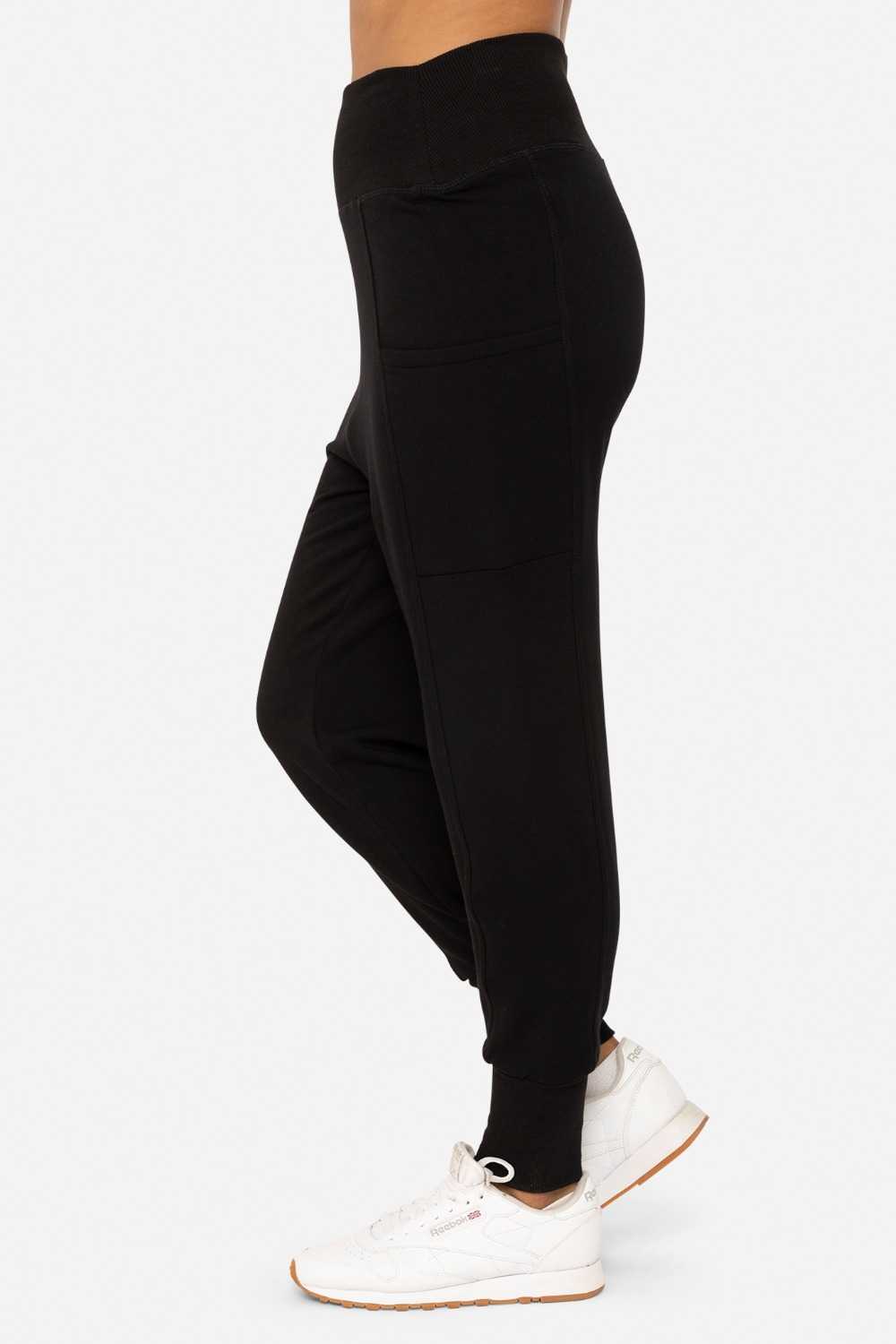 Drop Crotch Foldover Jogger Pants Black