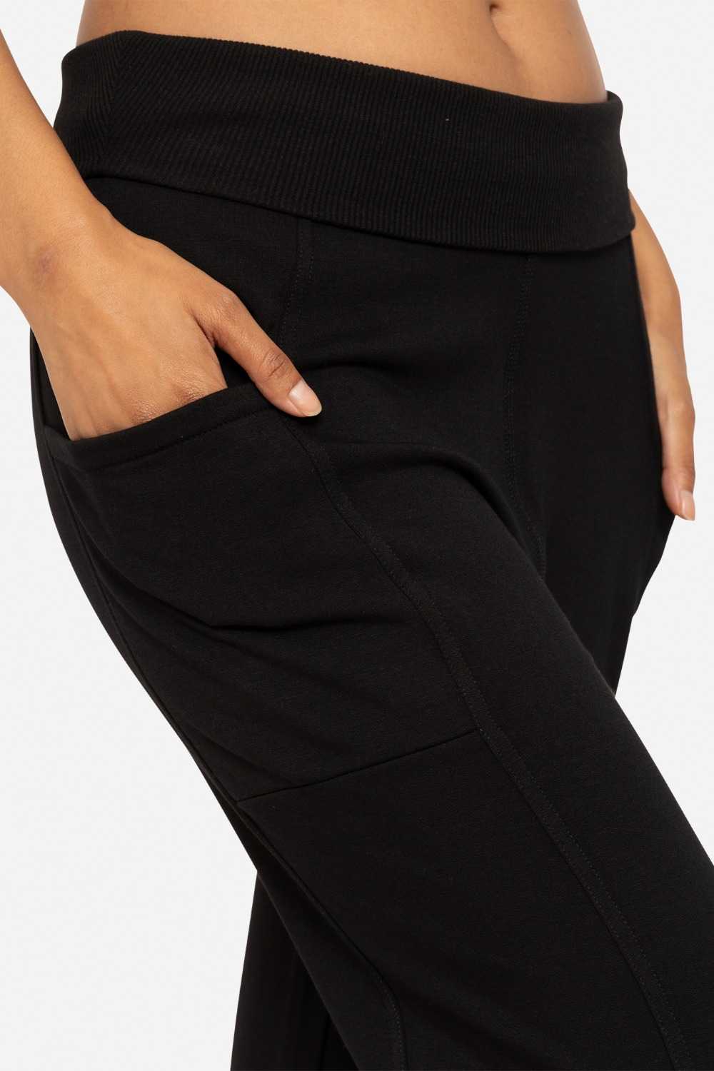 Drop Crotch Foldover Jogger Pants Black