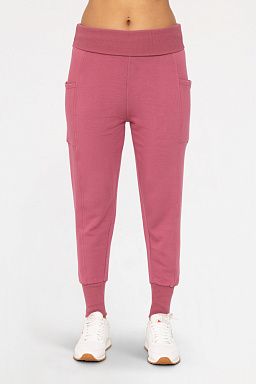 Drop Crotch Foldover Jogger Pants Soft magenta