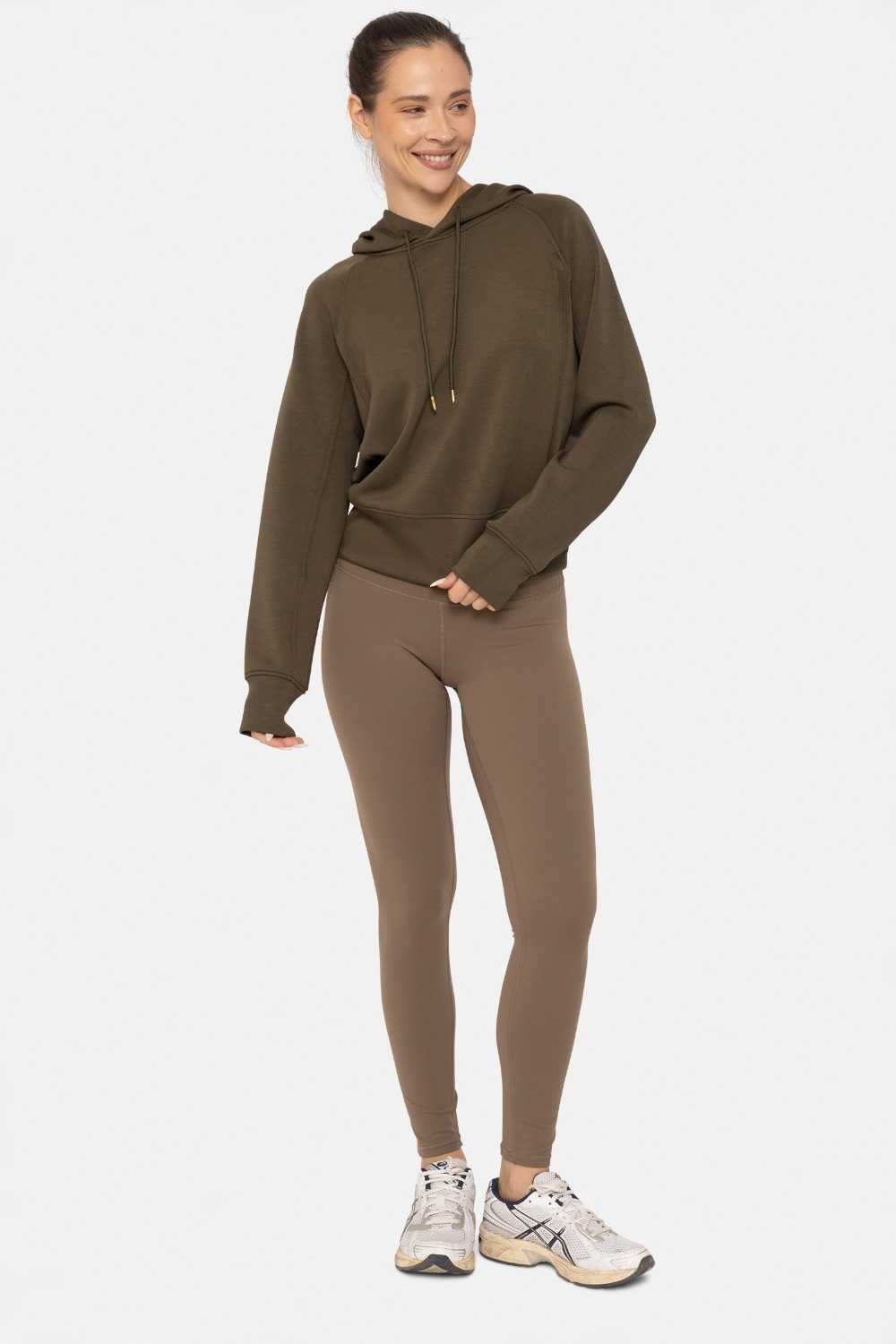 Elevated Cropped Hoodie Pullover Ivy green