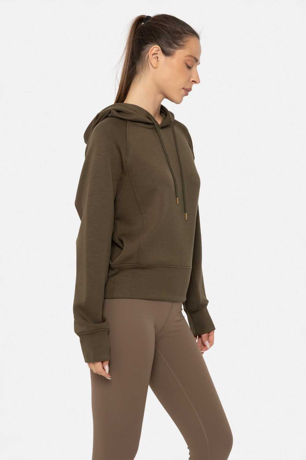 Elevated Cropped Hoodie Pullover Ivy green
