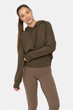 Elevated Cropped Hoodie Pullover Ivy green