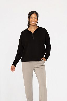 Elevated Quarter Zip Up Pullover Black