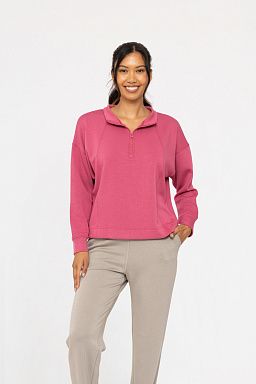 Elevated Quarter Zip Up Pullover Soft magenta