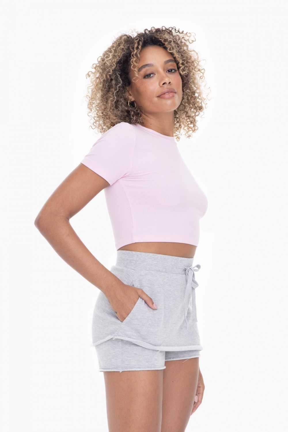Essential Micro-Ribbed Cropped Athleisure Tee