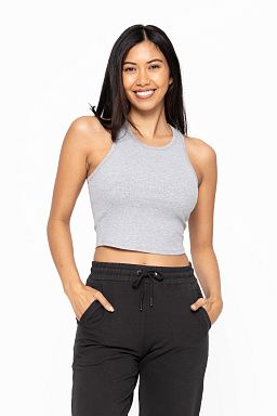 Essential Micro-Ribbed Racer Athleisure Tank Top Heather grey