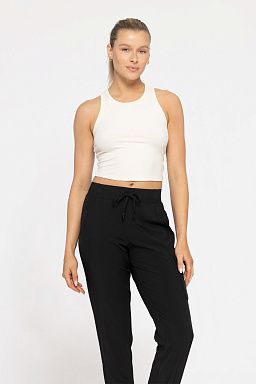 Essential Micro-Ribbed Racer Athleisure Tank Top Natural