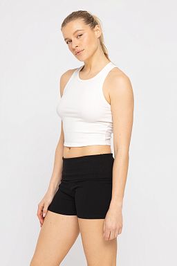 Essential Micro-Ribbed Racer Athleisure Tank Top White