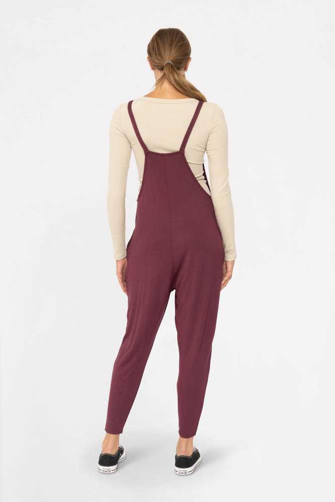 Everyday Comfort Drop Crotch Overalls Plum 24