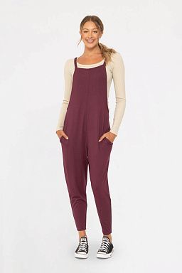 Everyday Comfort Drop Crotch Overalls Plum 24