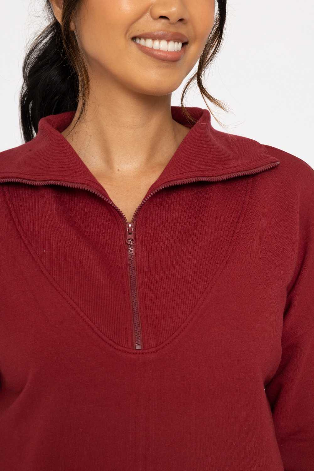 Fleece Half Zip Pullover Red velvet