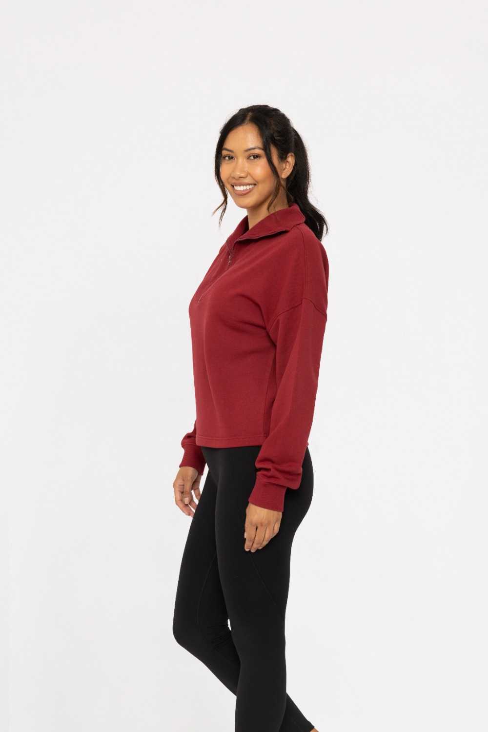 Fleece Half Zip Pullover Red velvet