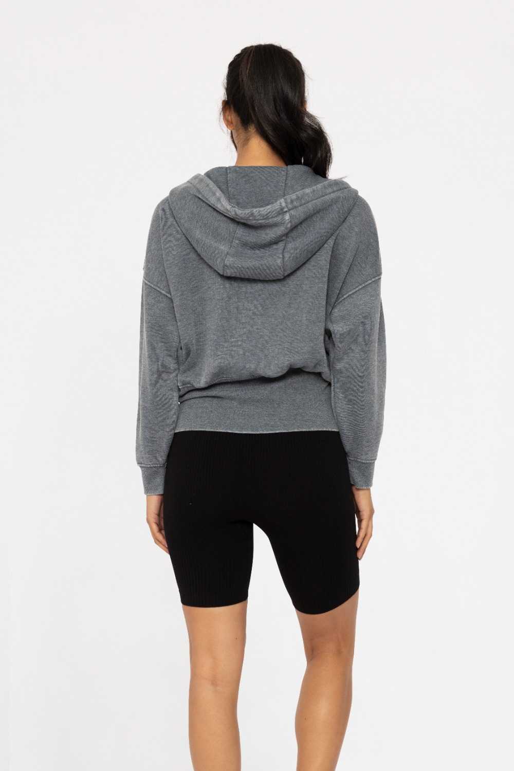 Fleece Hoodie Jacket with Tapered Sleeves Midnight navy