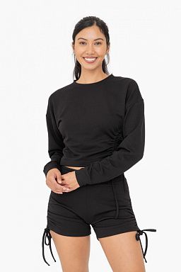 Fleece Side Cinch Crewneck Top