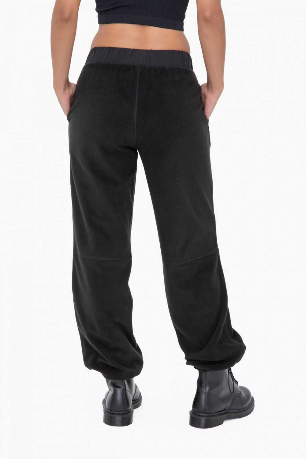 Fleece Wide Leg Pants with Bungee Hem